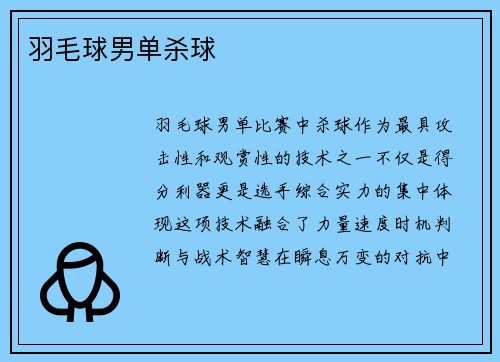 羽毛球男单杀球